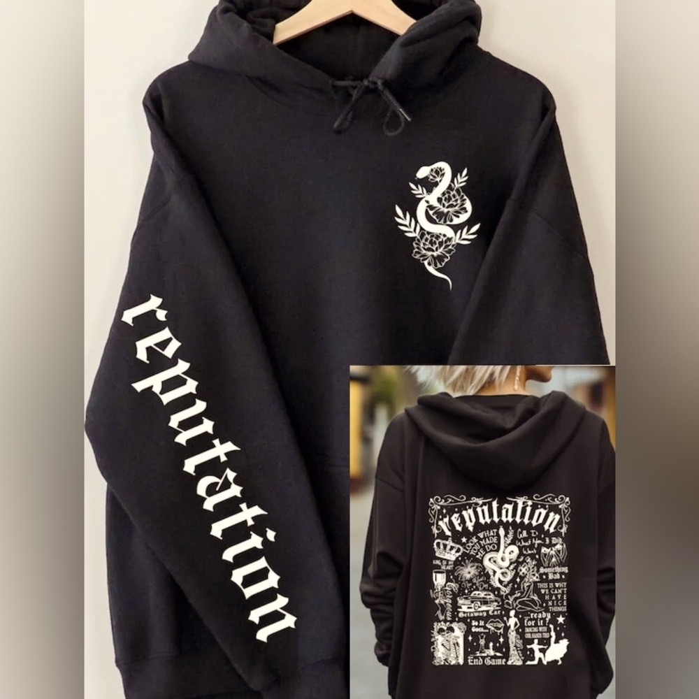 Taylor Swift Reputation Snake Pattern Casual Hooded Silky Sweatshirt